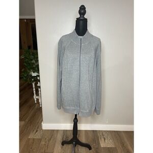 Lands End Outfitters Women's Cotton Zip Up Sweater Size XL